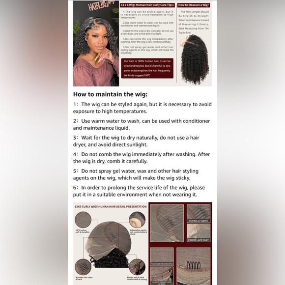 HUMAN HAIR 13x6 Deep Wave Lace Front Wigs Curly Bob 180% Density Glueless Wig 8” - Picture 6 of 16